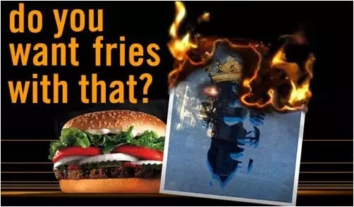 Burger King’s Whopper Sacrifice Burning Portrait Ad