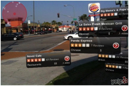 Streetview with the Yelp! Monocle and restaurant reviews