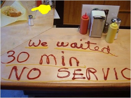 Impatient guests leave message for their server