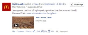 restaurant marketing -- McDonald's Facebook