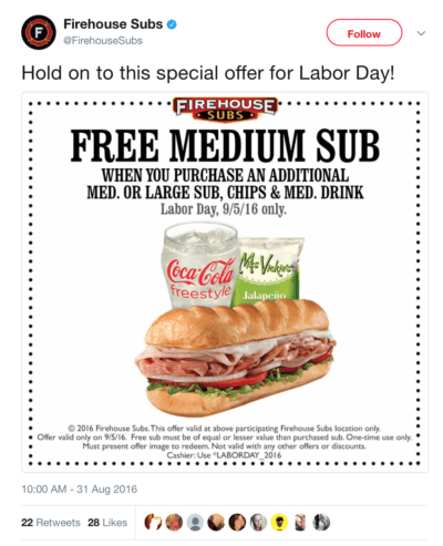 Firehouse Subs labor day marketing