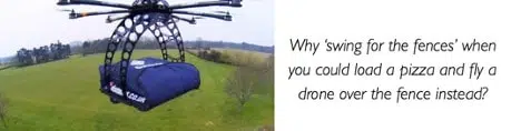 Drone delivering domino's pizza